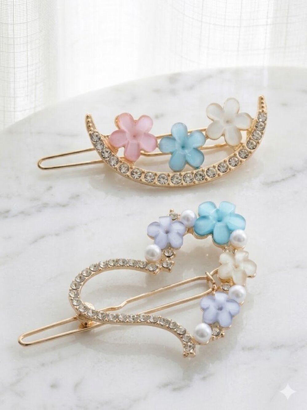 Two Piece Heart Moon Hair Accessory Set